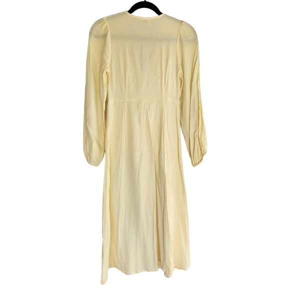 Wilfred Aritzia Yellow Midi Button Down Long Sleeve Dress - Pale Yellow - Picture 8 of 12